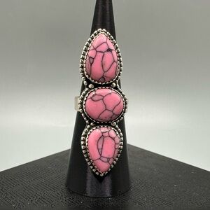 Pink Gibbsite Sterling Silver 925 Handmade Statement Ring Crawler Adjustable